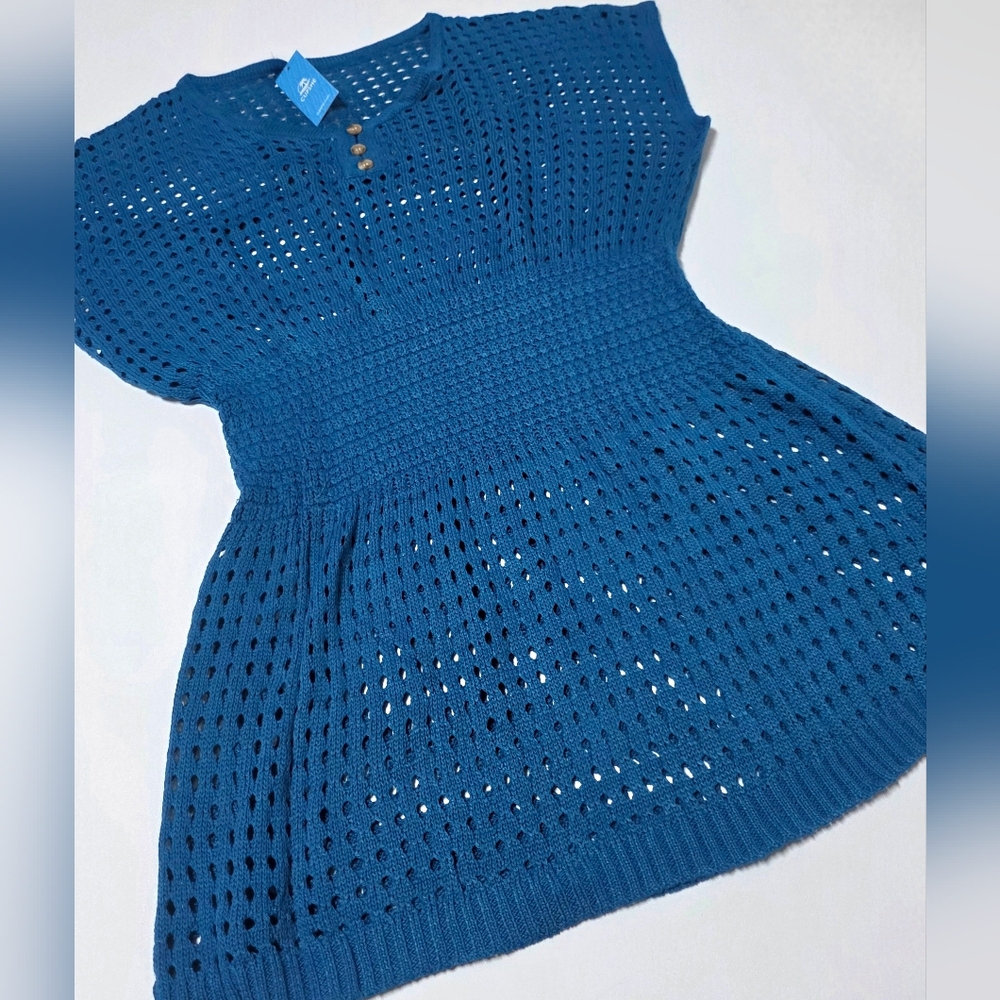 Cupshe Blue Crochet Knit Beach Cover Up Dress Medium New With Tag Boho - Picture 4 of 7